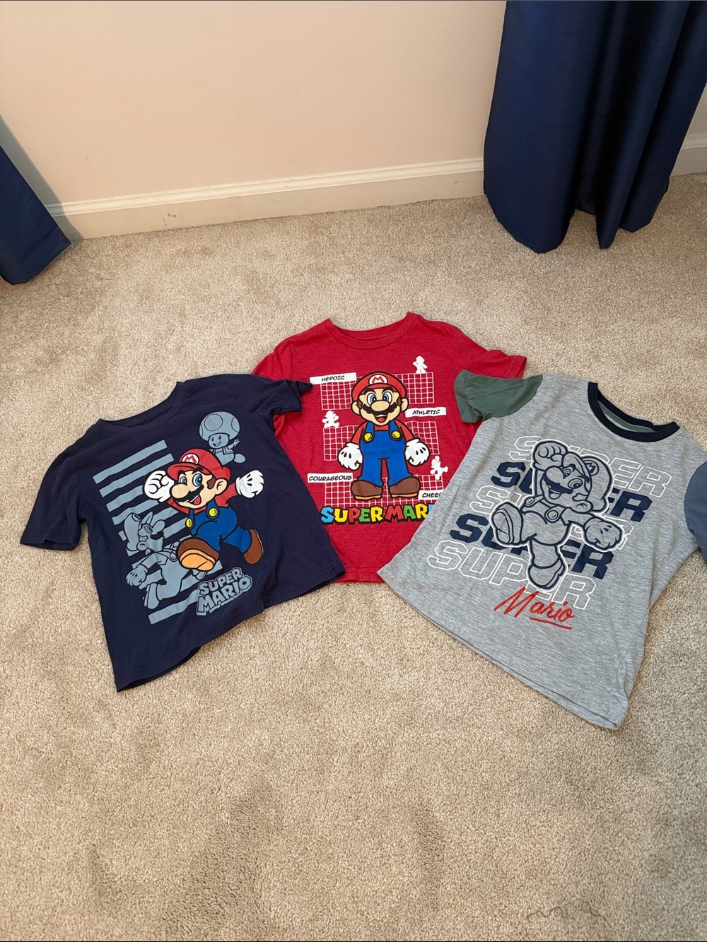 jumping beans Super Mario Tee Set - Red, Navy & Gray